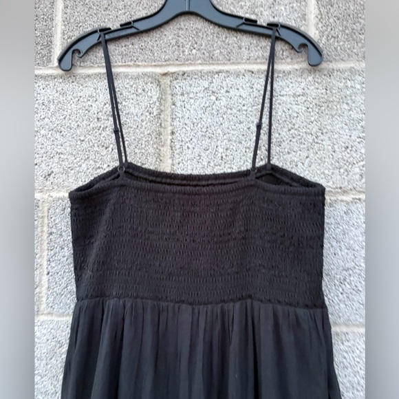 American Eagle XL Black Smocked Tiered Maxi Dress Lined Spaghetti Straps Pockets - Picture 8 of 15